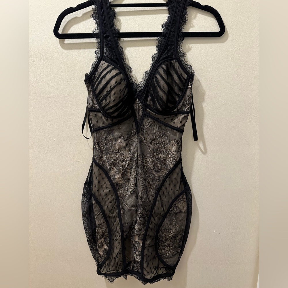 Bebe Black Bodycon Lace Mini Dress